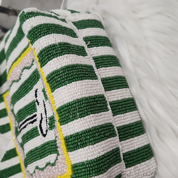 🔹️Made In india Viral Beaded Martini Green Striped Beaded Hancrafted Bag - Picture 8 of 10